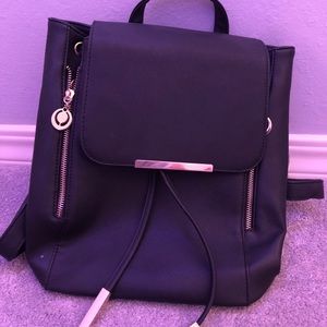 Black leather mini backpack